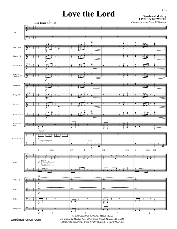 Love The Lord Conductor's Score (Lincoln Brewster)