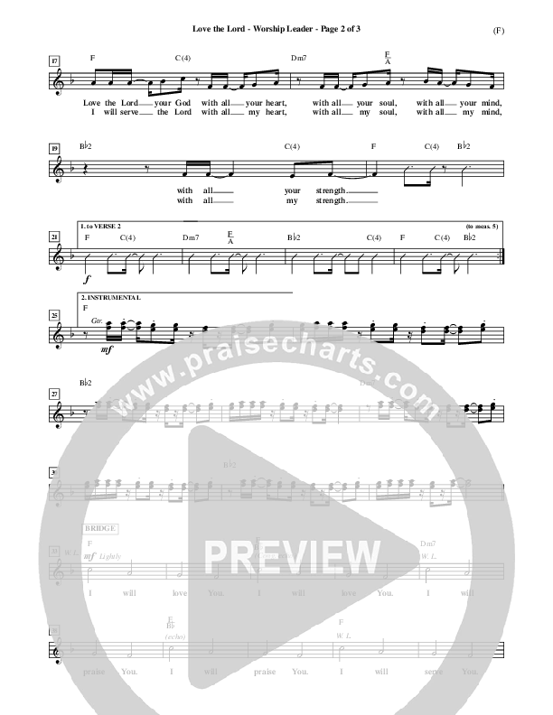 Love The Lord Lead Sheet (Lincoln Brewster)