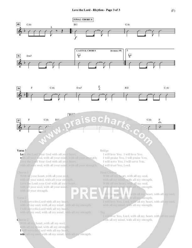 Love The Lord Rhythm Chart (Lincoln Brewster)