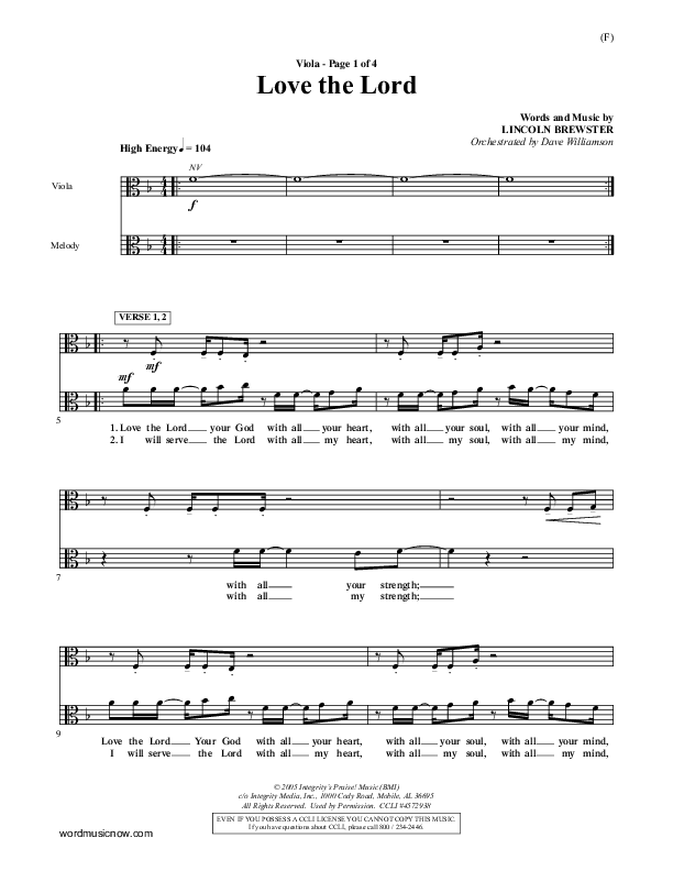 Love The Lord Viola (Lincoln Brewster)