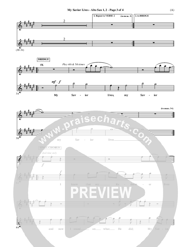 My Savior Lives Alto Sax 1/2 ()