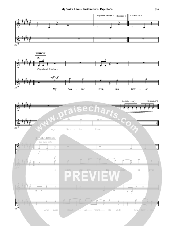 My Savior Lives Bari Sax ()