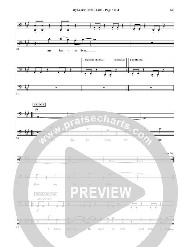 My Savior Lives Cello ()