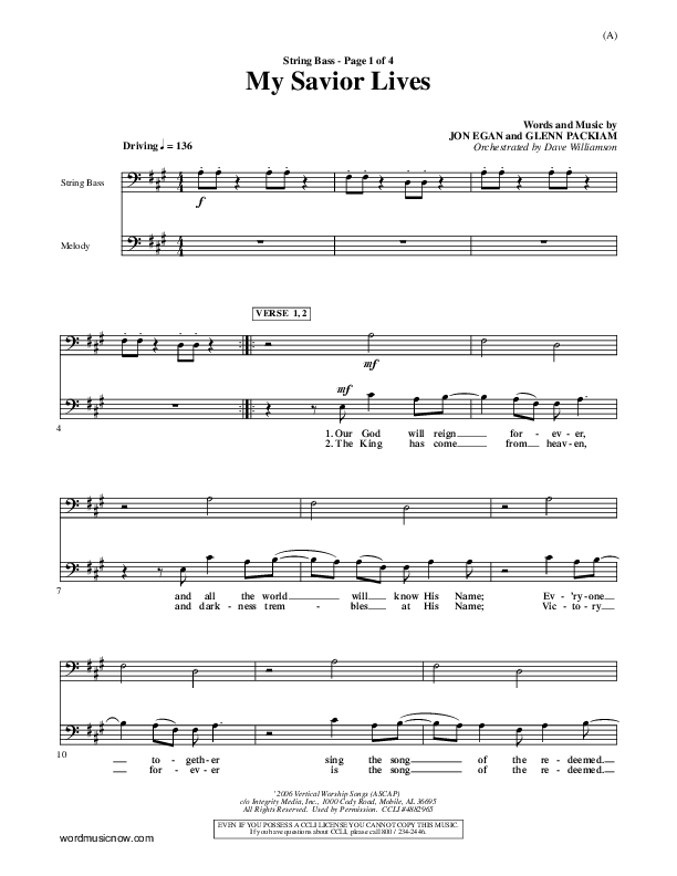 My Savior Lives Double Bass ()