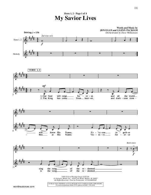 My Savior Lives French Horn 1/2 ()