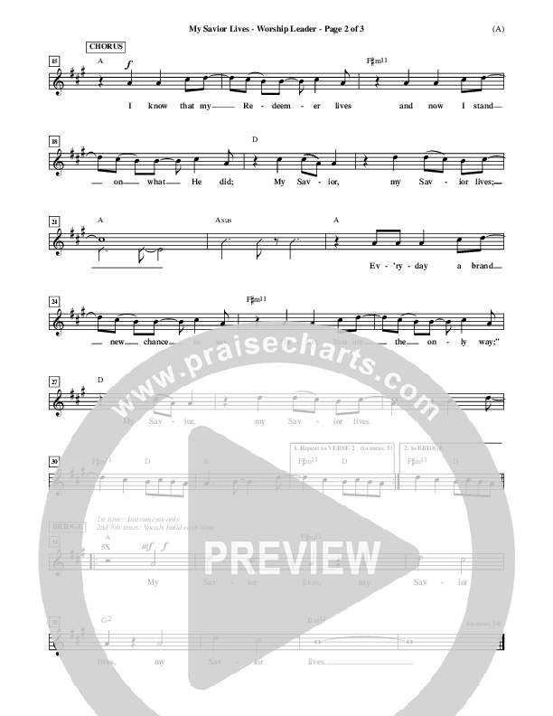 My Savior Lives Lead Sheet ()