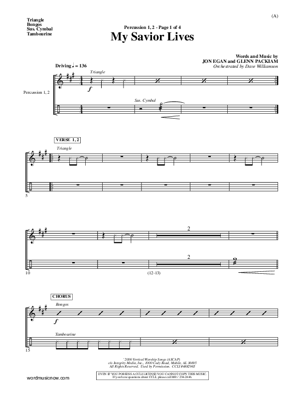 My Savior Lives Percussion 1/2 ()