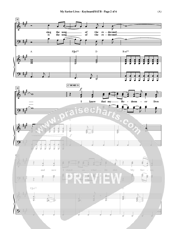 My Savior Lives Lead Sheet ()