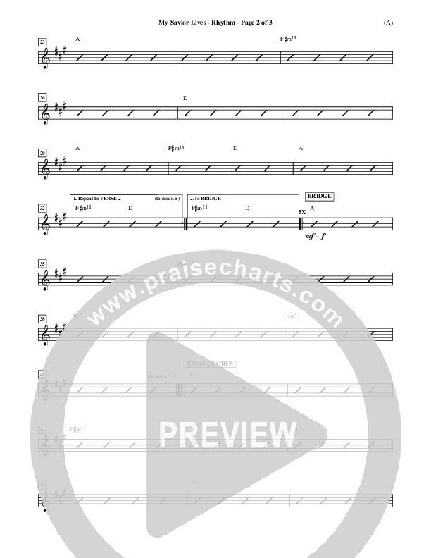 My Savior Lives Rhythm Chart ()