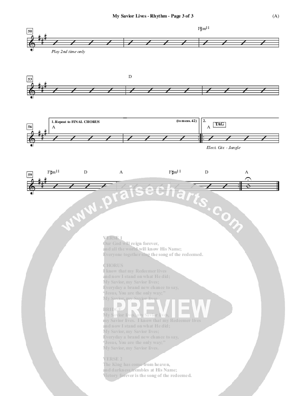 My Savior Lives Rhythm Chart ()