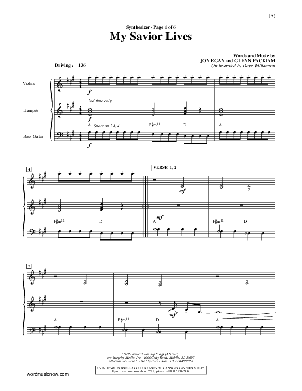 My Savior Lives Synth ()