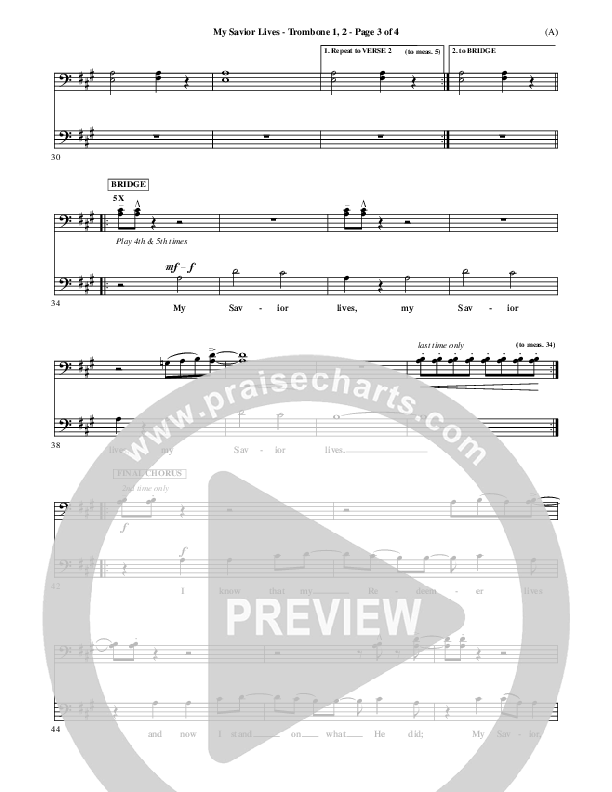 My Savior Lives Trombone 1/2 ()
