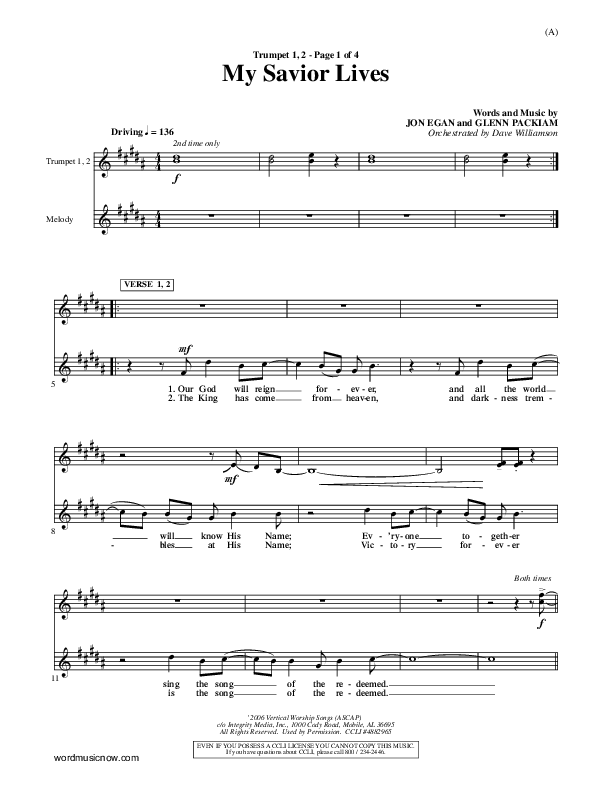 My Savior Lives Trumpet 1,2 ()
