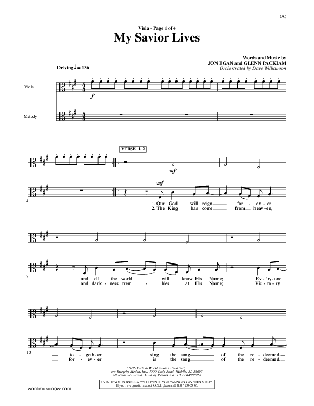 My Savior Lives Viola ()