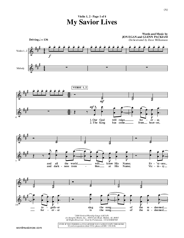 My Savior Lives Violin 1/2 ()