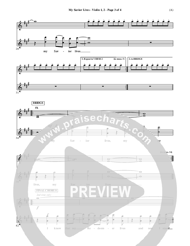 My Savior Lives Violin 1/2 ()