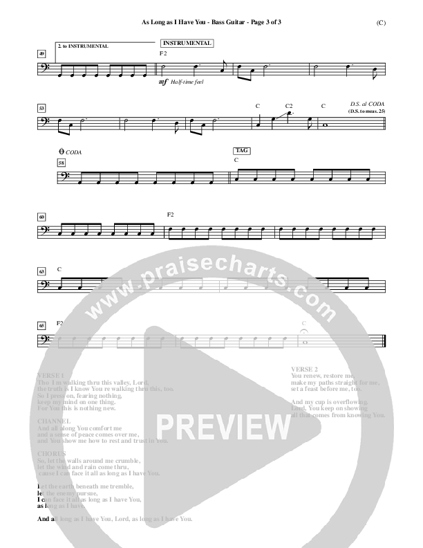 As Long As I Have You Bass Guitar (Mark Roach)