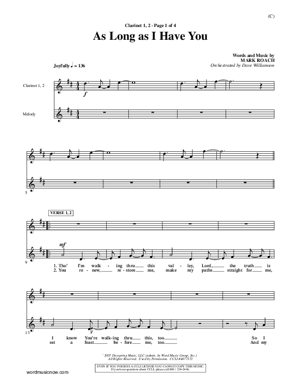 As Long As I Have You Clarinet 1/2 (Mark Roach)