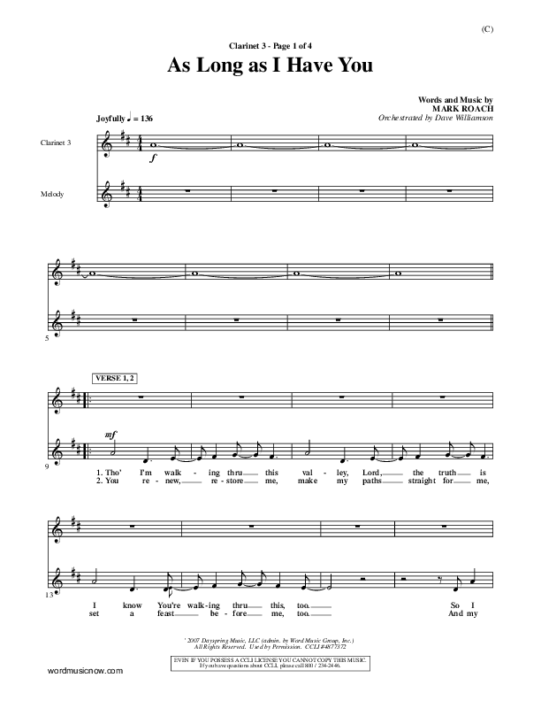 As Long As I Have You Clarinet 3 (Mark Roach)