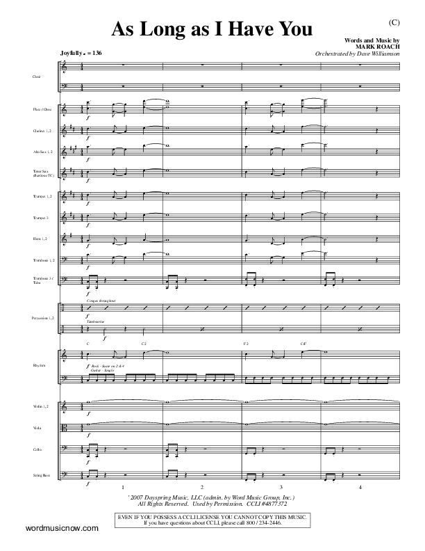 As Long As I Have You Conductor's Score (Mark Roach)