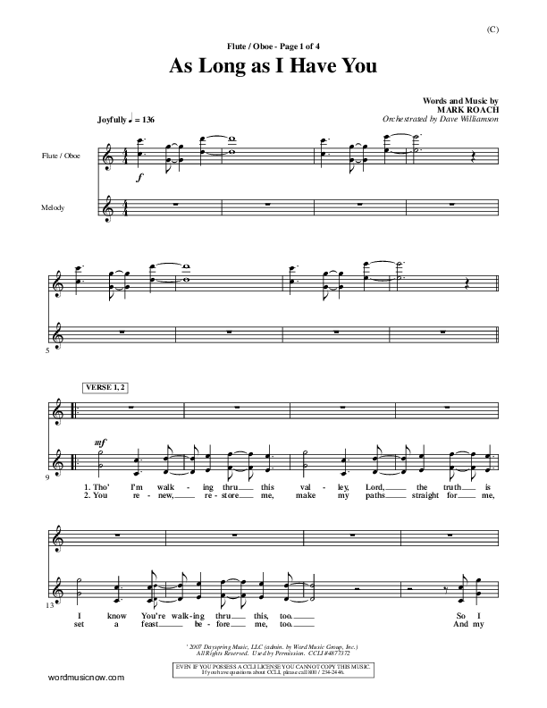 As Long As I Have You Flute/Oboe (Mark Roach)