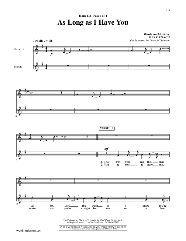 As Long As I Have You French Horn 1/2 (Mark Roach)