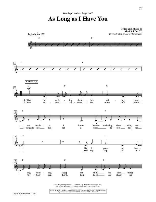 As Long As I Have You Lead Sheet (Mark Roach)