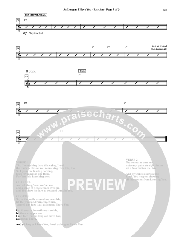 As Long As I Have You Rhythm Chart (Mark Roach)