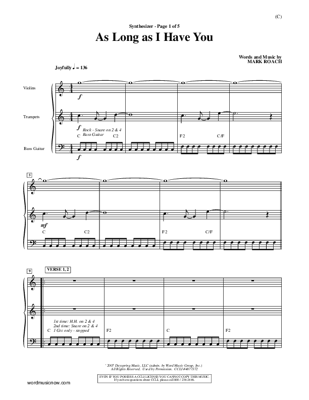 As Long As I Have You Synth (Mark Roach)