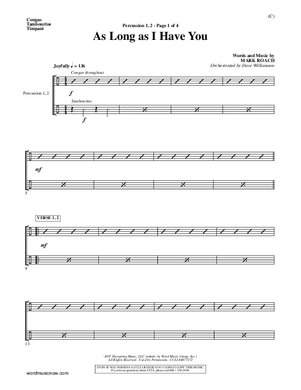 As Long As I Have You Timpani (Mark Roach)