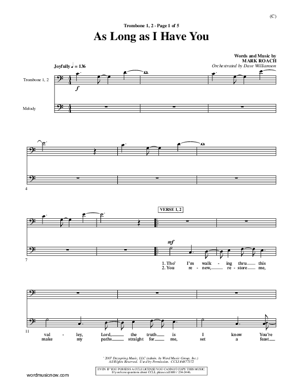 As Long As I Have You Trombone 1/2 (Mark Roach)