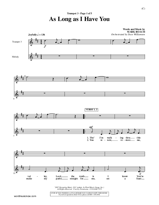 As Long As I Have You Trumpet 3 (Mark Roach)