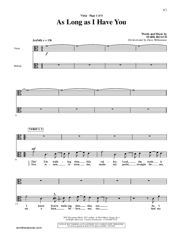 As Long As I Have You Viola (Mark Roach)