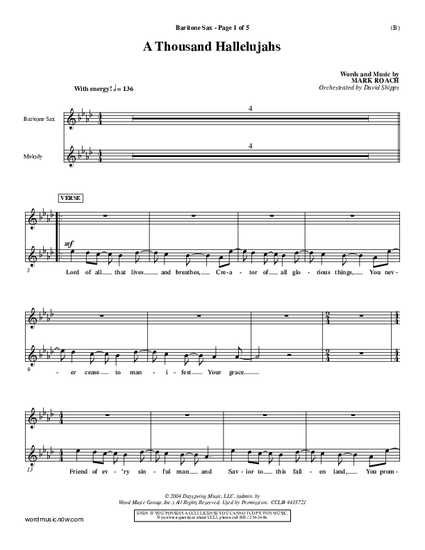 A Thousand Hallelujahs Bari Sax (Mark Roach)