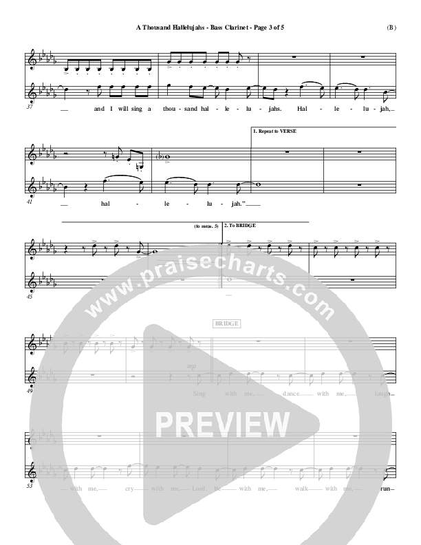 A Thousand Hallelujahs Bass Clarinet (Mark Roach)