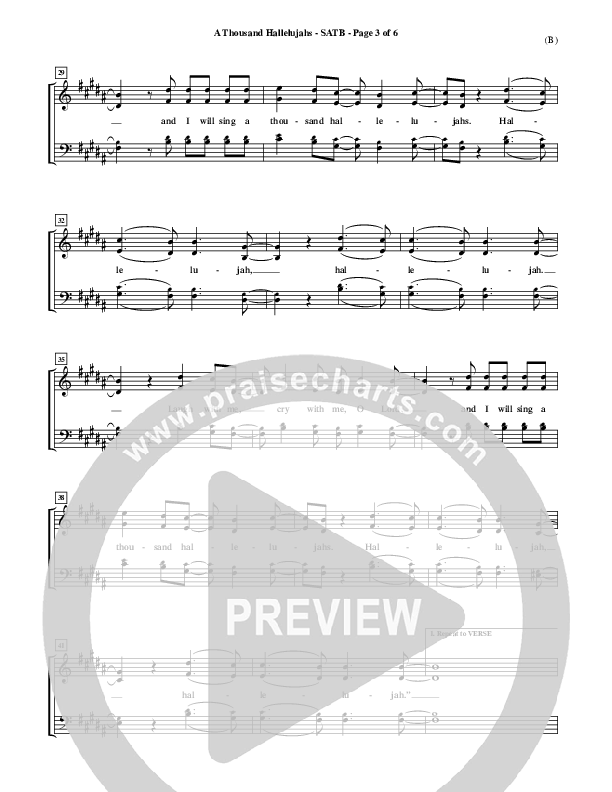 A Thousand Hallelujahs Choir Sheet (SATB) (Mark Roach)