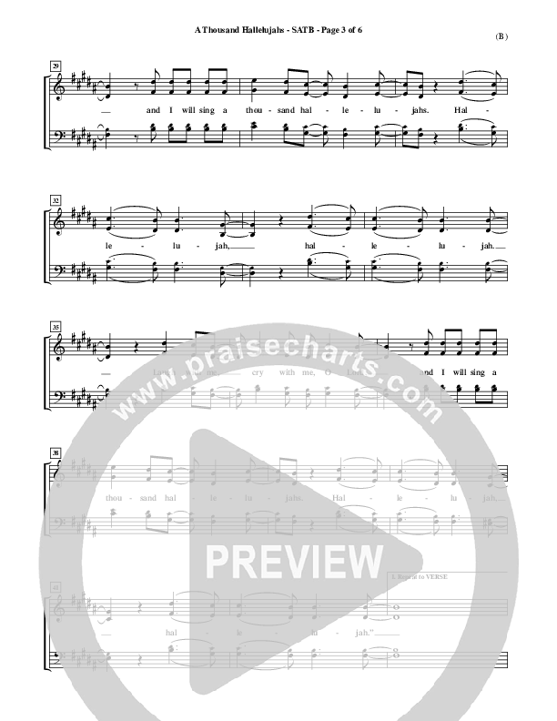 A Thousand Hallelujahs Choir Vocals (SATB) (Mark Roach)