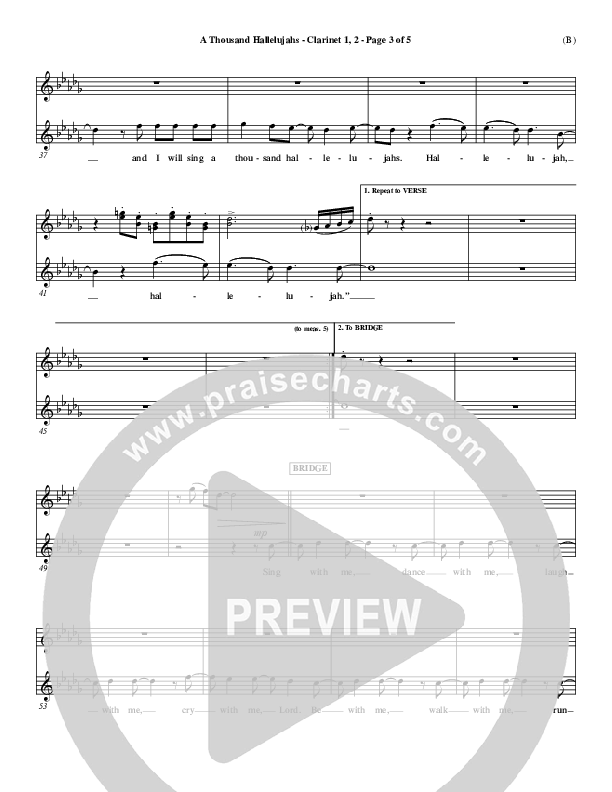 A Thousand Hallelujahs Clarinet 1/2 (Mark Roach)