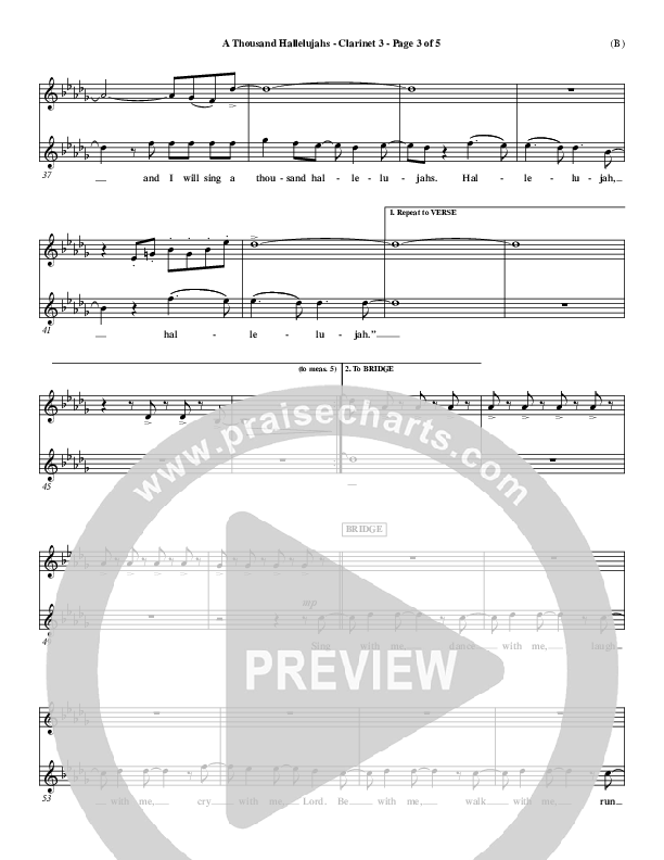 A Thousand Hallelujahs Clarinet 3 (Mark Roach)