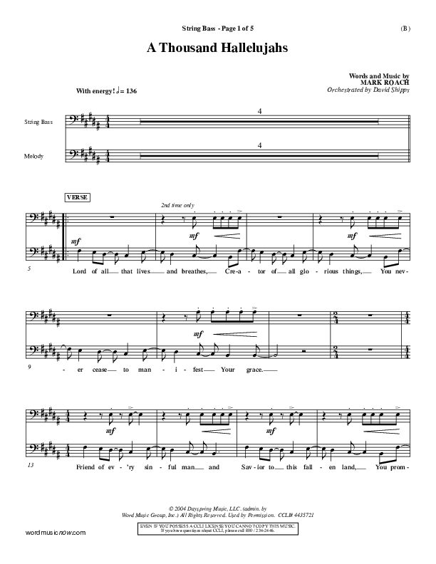 A Thousand Hallelujahs Double Bass (Mark Roach)