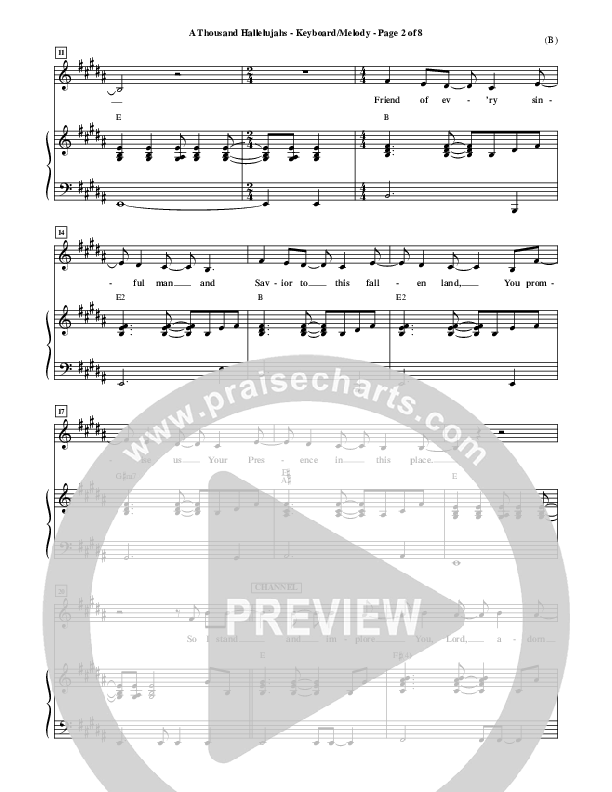 A Thousand Hallelujahs Piano/Vocal (Mark Roach)