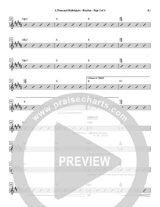 A Thousand Hallelujahs Rhythm Chart (Mark Roach)