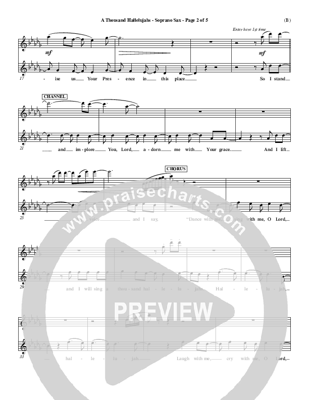 A Thousand Hallelujahs Soprano Sax (Mark Roach)