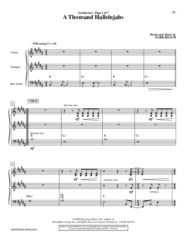 A Thousand Hallelujahs Synth (Mark Roach)