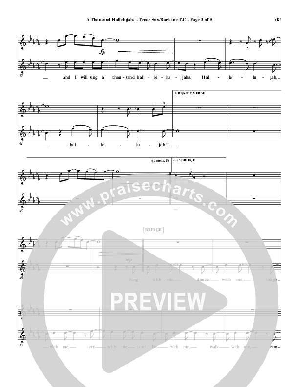 A Thousand Hallelujahs Tenor Sax/Baritone T.C. (Mark Roach)