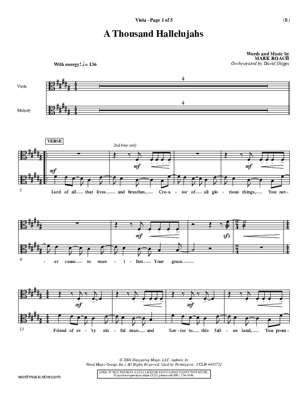A Thousand Hallelujahs Viola (Mark Roach)