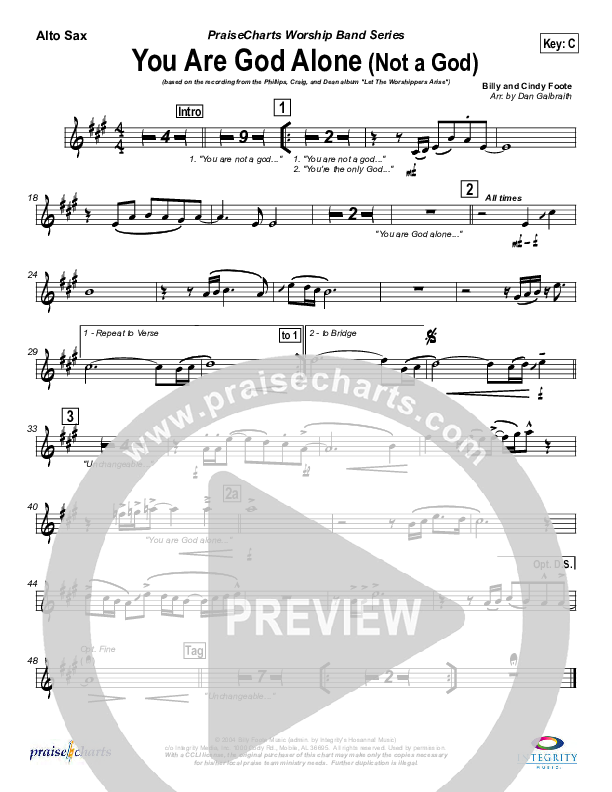 You Are God Alone Alto Sax (Phillips Craig & Dean)
