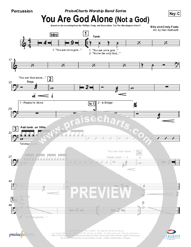 You Are God Alone Percussion (Phillips Craig & Dean)