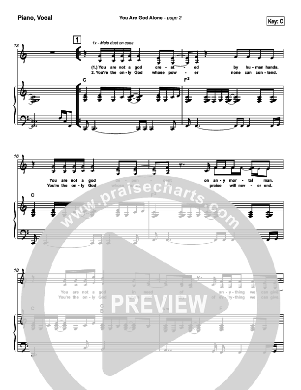 You Are God Alone Piano/Vocal (Phillips Craig & Dean)