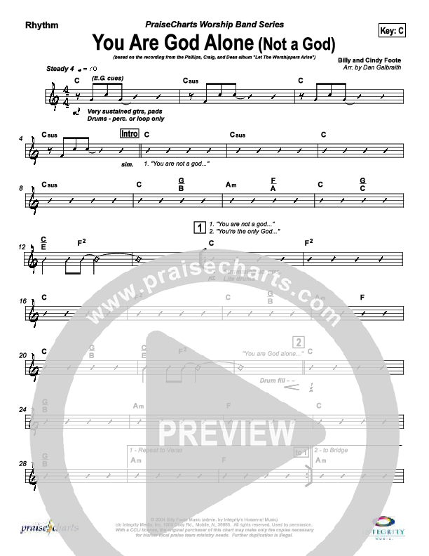 You Are God Alone Rhythm Chart (Phillips Craig & Dean)